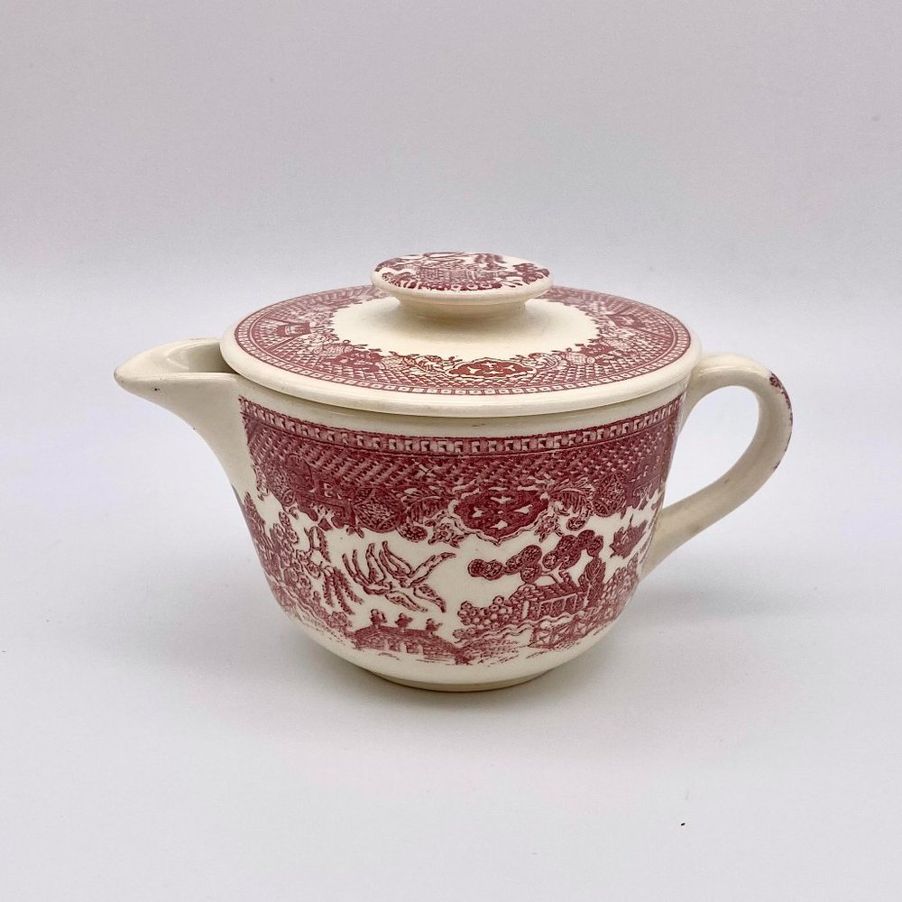 Vintage Red Willow Transferware Creamer - Creamer with Lid